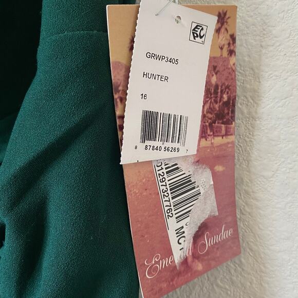 NEW EMERALD SUNDAE Draped Slit Hem Midi Dress Hunter Green Plus Size 16 Stretch - Picture 5 of 7